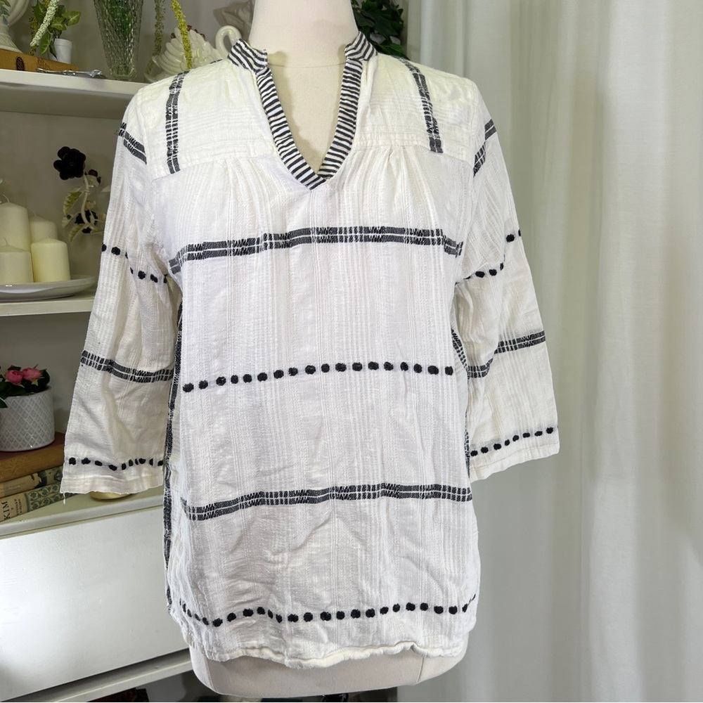 Ace & Jig White and Blue Striped Cotton Blouse